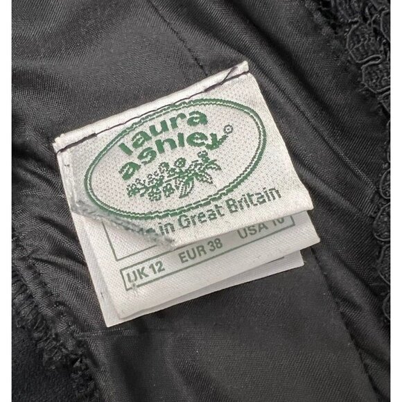 Vintage Laura Ashley Black Velvet Dress Ball Gown Prom US Size 10 Puffer UK - Picture 7 of 8